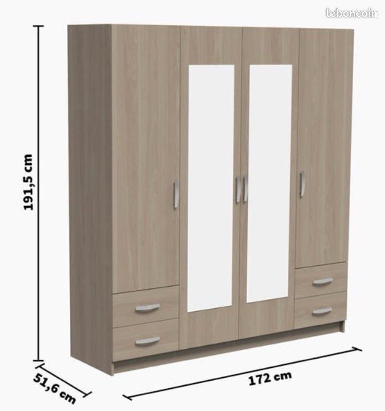 Armoire 4 porte(s) battante 4 tiroir(s) POP coloris Chêne Kronberg largeur 172 cm (image 3)
