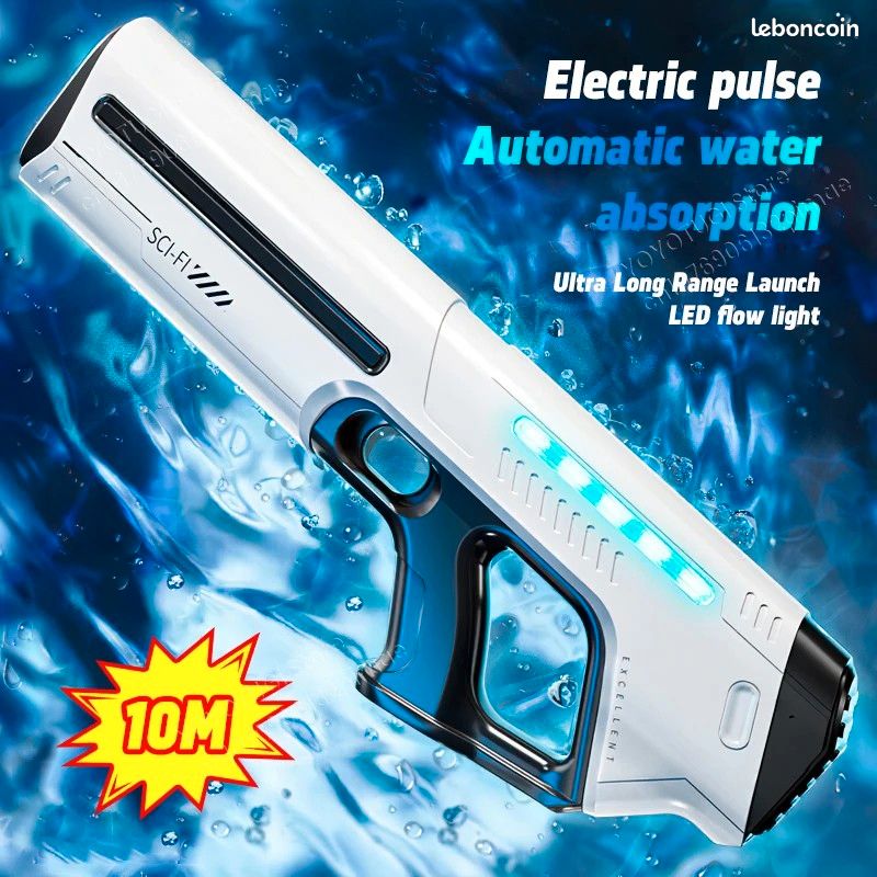 Pistolet a eau electrique a recharge automatique blanc - Jeux & Jouets