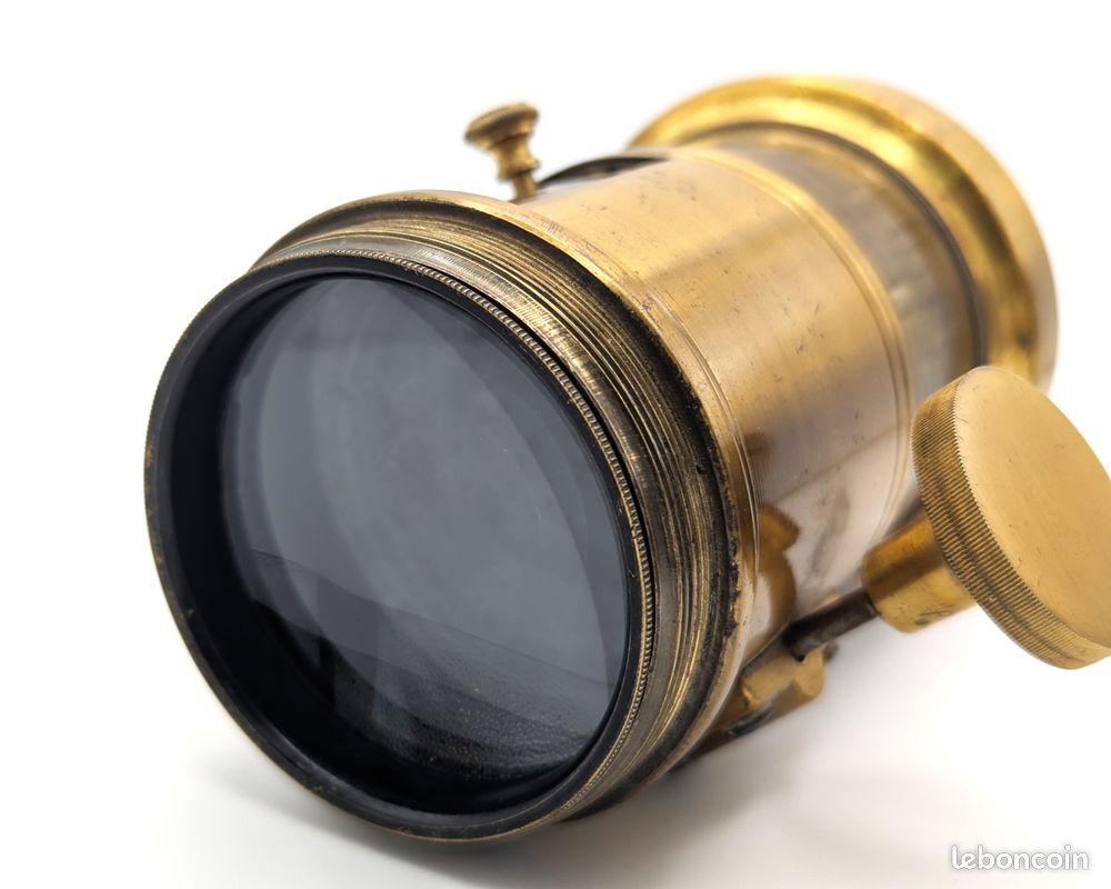 Objectif Photo Laiton Ancien - Type Petzval, Fabrication Française