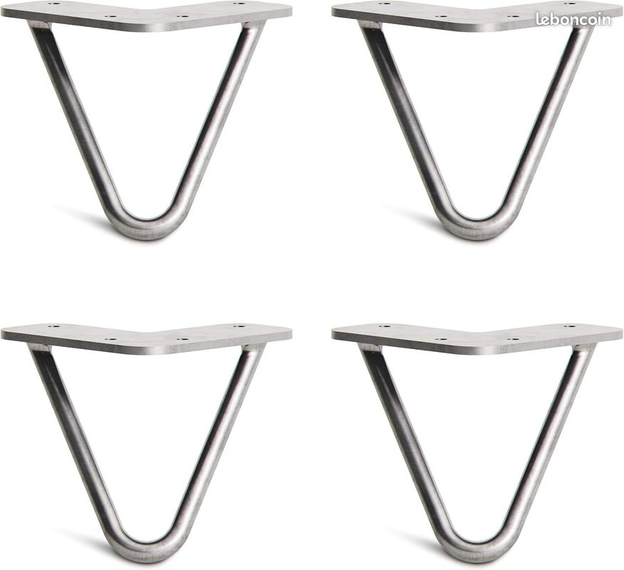 PrimeMatik - Pieds D'angle Pour Table Et Meuble. Pieds En Acier Inoxydable, 107-130