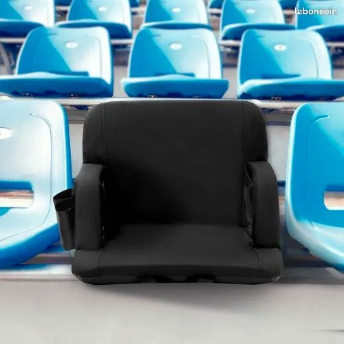2 Sièges De Stade Pliables VEVOR – Dossier Large, Coussin épais, Accoudoirs, Porte-gobelet, Poche, Bandoulière – Bleu