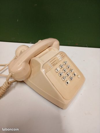 Téléphone analogique Vintage Socotel S63 brun kaki en état de fonctionnement, Vintage french Socotel wired phone 1980's - France