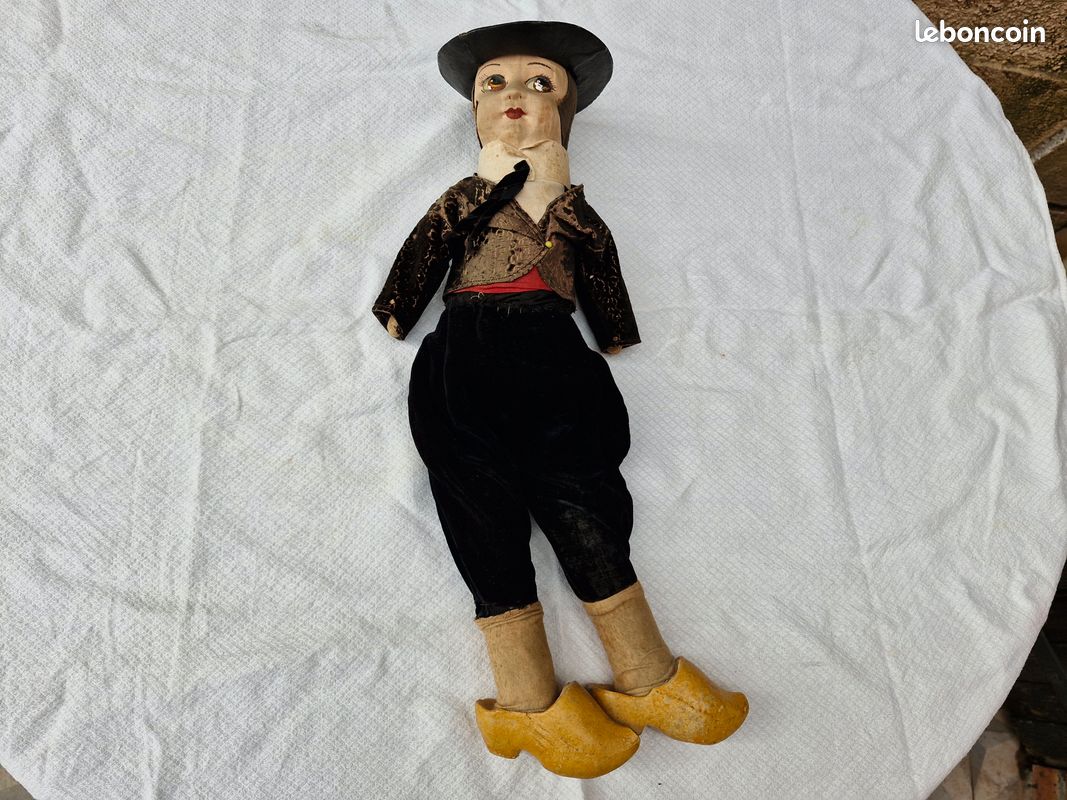 Breton poupée ancienne , tissu bourré - Décoration