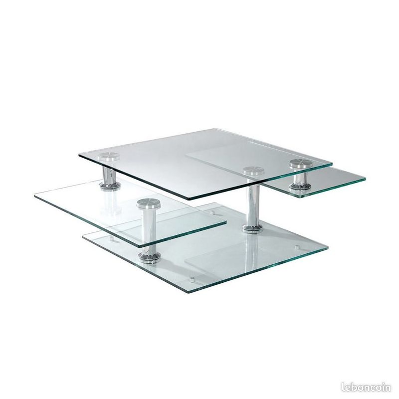 Table basse en verre / inox 80x80 (image 2)