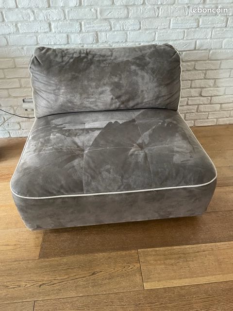Magnifiques Fauteuil gris (X 2) Vintage en micro-fibres (image 1)