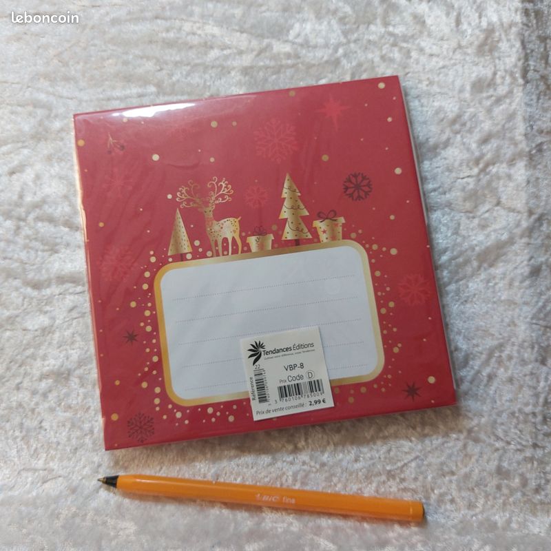 Carte porte chèque sapin bonhomme de neige et père Noël cpm (image 3)