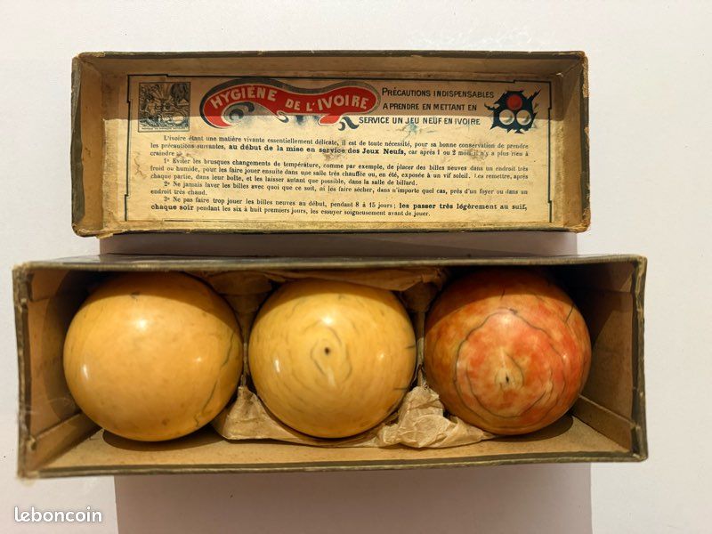 Lot De 3 Boules De Billard Français Anciennes – Pour Jeux De Café, Vintage