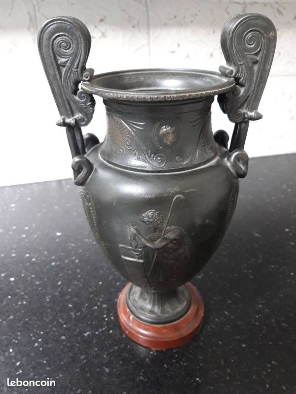 Vases anciens amphores _ grec _ romain _ Cassolettes _ Régule ou « faux bronze » _ XIXème siècle _ Vintage (image 2)