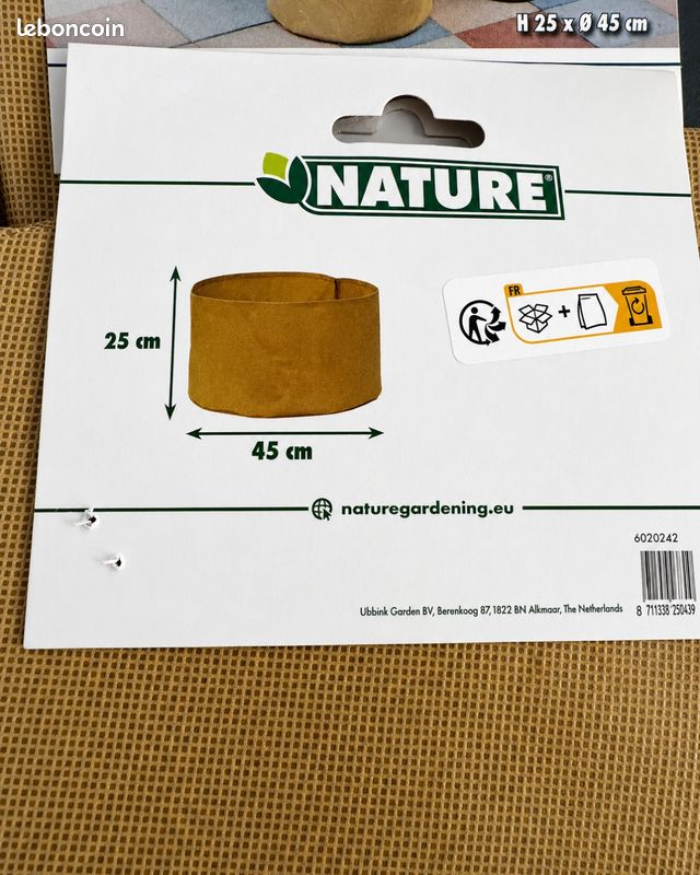 Sac de culture géotextile beige 40L neuf – Potager, tomates, aromates (image 3)