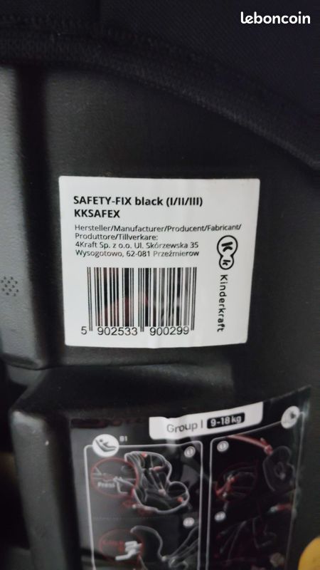 Siège auto KINDERKRAFT SAFETY-FIX, couleur Gris (image 2)