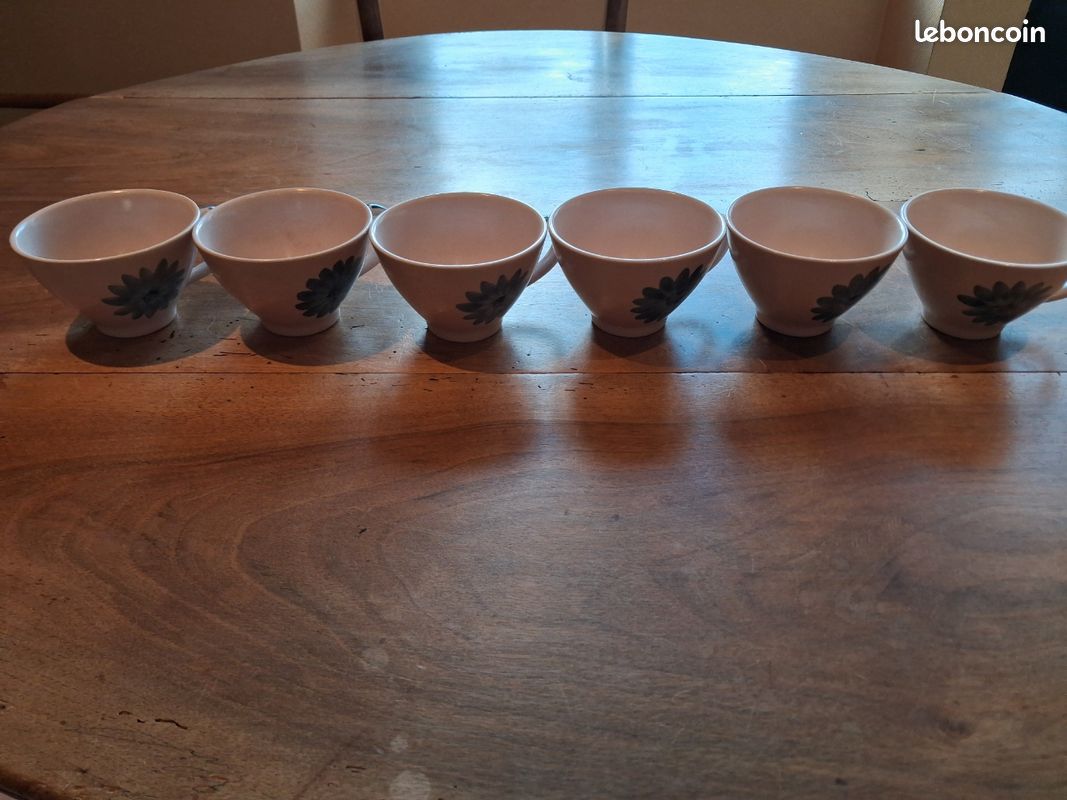 Lot De 6 Tasses à Cidre Bolées CAFRESTO PIAT - Vintage - Blanc - Occasion