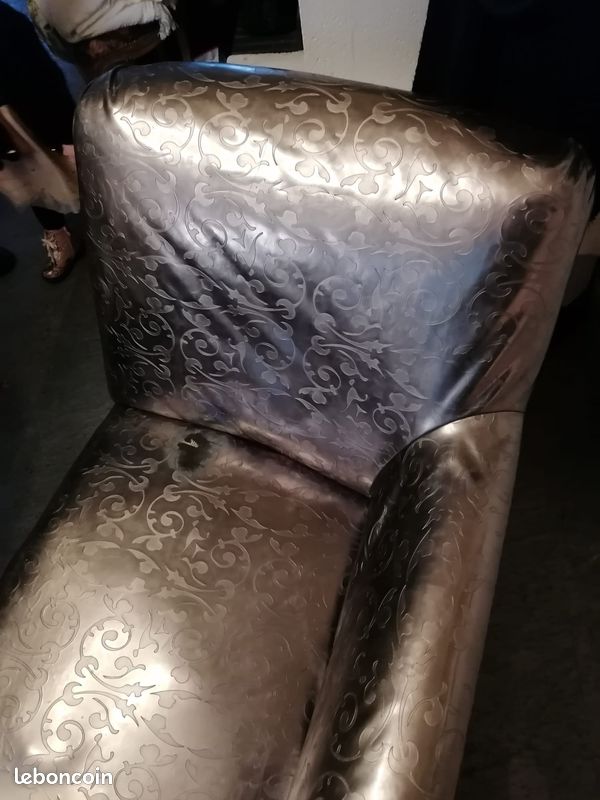 Méridienne baroque simili cuir rétro (image 3)