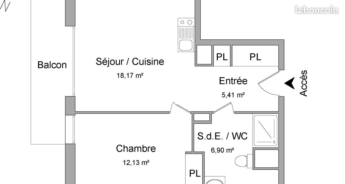 Appartement 2 pièces 43 m² · à Déville-lès-Rouen · 43 m² · 593 €/mois