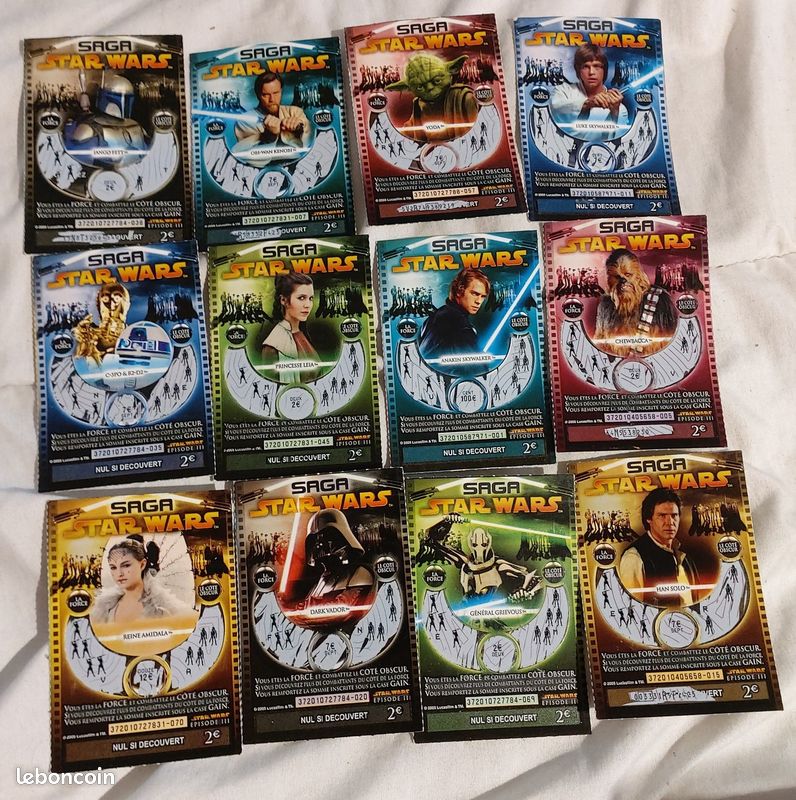 Rare Lot 12 cartes (jeu complet) Star wars tickets de jeux FDJ (image 1)
