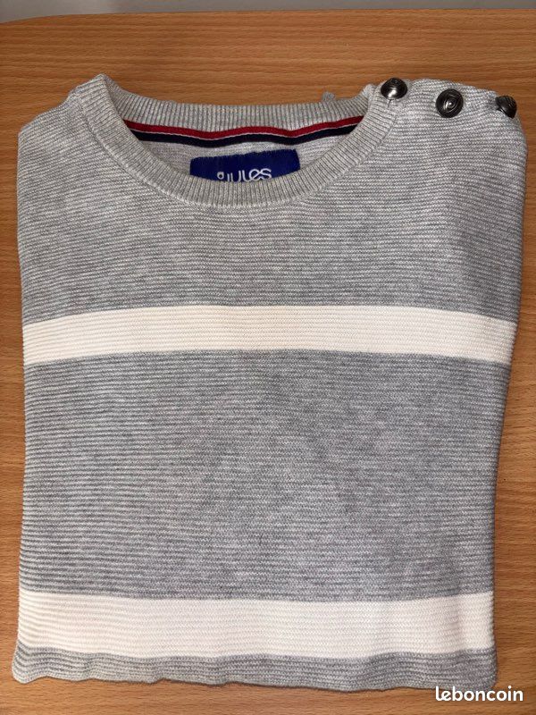 Pull Jules homme gris rayé taille S jamais porté (image 3)
