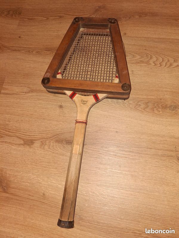 Ancienne Raquette De Tennis En Bois – Vintage, Avec Housse Tissu, Déco Ou Collection