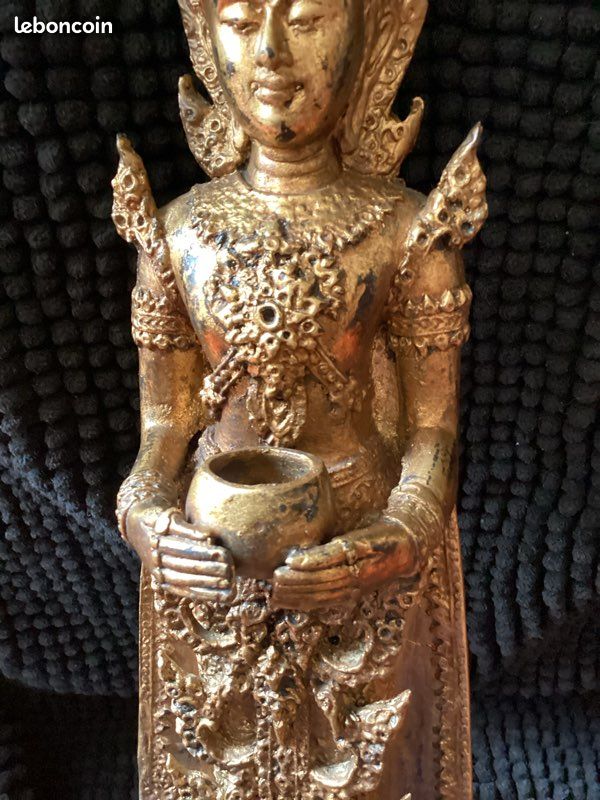 Grande statue de bouddha Thaïlandaise Bronze doré XXème 50 cm (image 14)