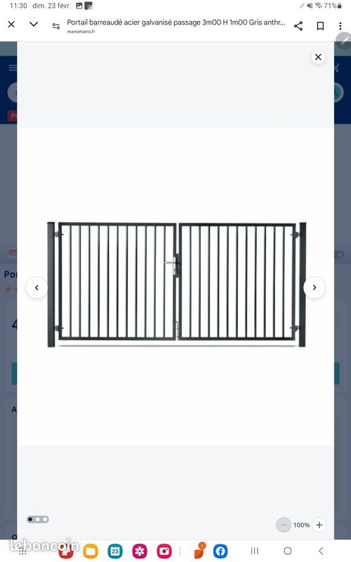 Portail (NEUF) a sceller gris anthracite (image 1)