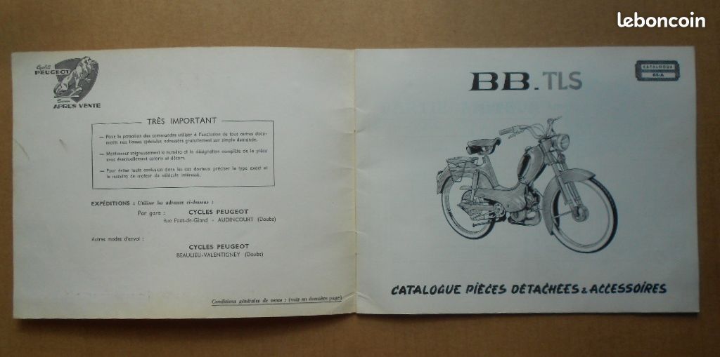 Catalogue pieces detachées peugeot BB TLS 1964 (image 2)