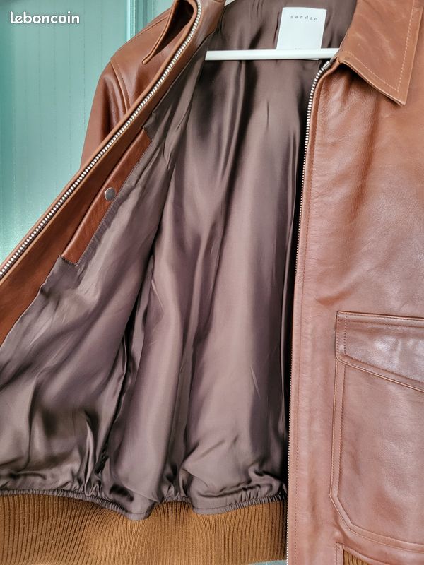 Blouson Aviateur Veste En Cuir Sandro Homme Sandro Veste Aviateur - Main Image
