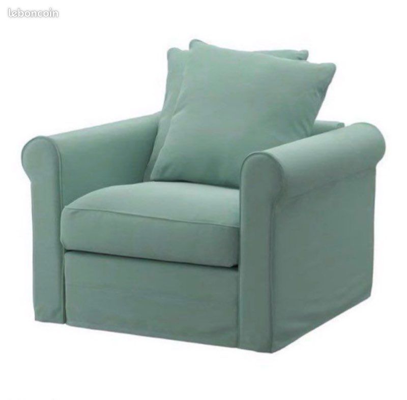 100% NEUF FAUTEUIL type CLUB GRAND CONFORT VERT entièrement DEHOUSSABLE gronlid ikea canapé vert clair pastel (image 1)