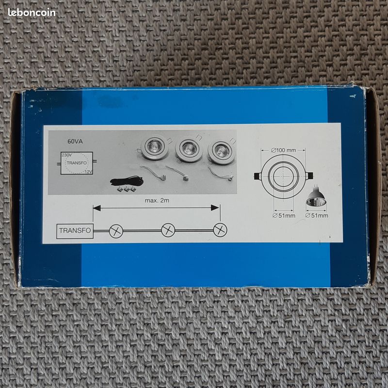 Spots à encastrer avec transfo et câblage - 3 unités de 20 watts - Neufs (image 4)