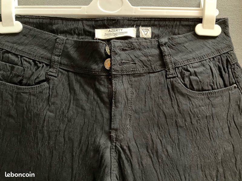 Pantalon noir, effet froissé, taille 40, marque Azerty, neuf sans étiquette (image 3)