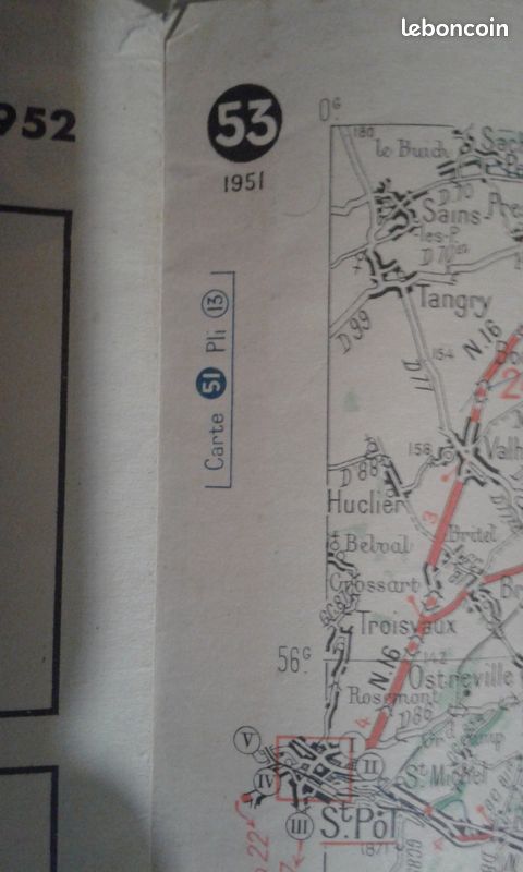 Carte routiere MICHELIN TRES ancienne n 53 1951 (image 2)