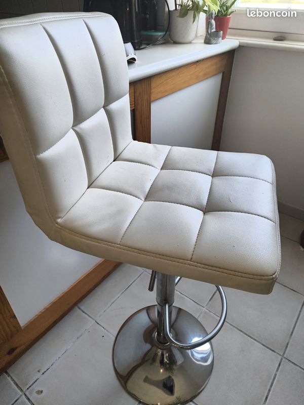 2 chaises bar simili cuir blanc (image 4)