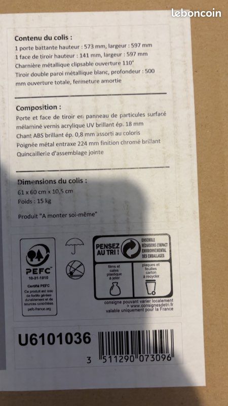 Portes pour caisson neuf blanc laqué (image 2)