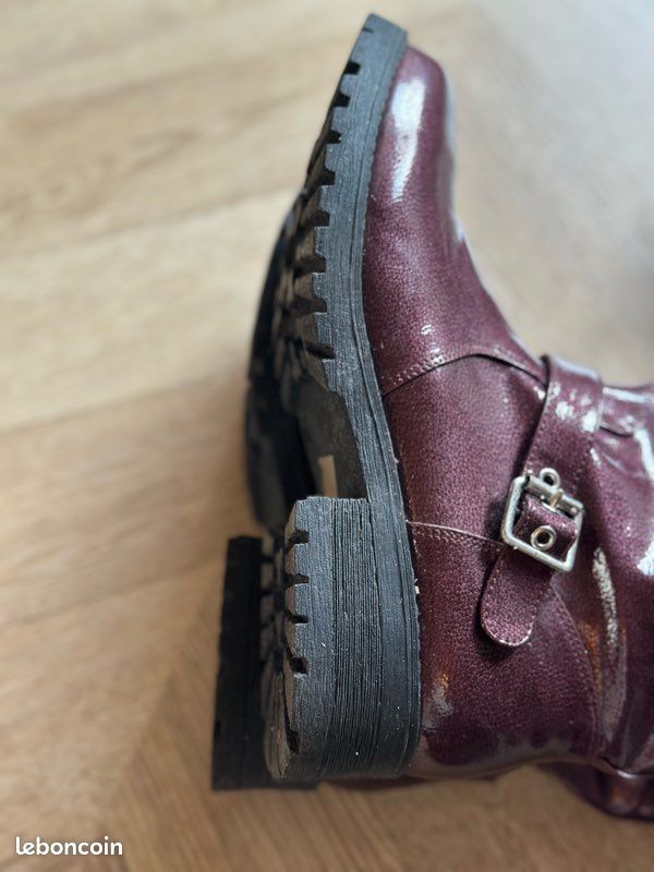 Boots biker bordeaux métallisé – Mellow Yellow – taille 39 (image 7)