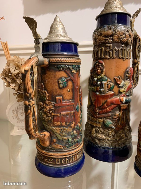 Vintage/ancien - chopes allemande, barbotine marquées 😍 déco vintage (image 4)