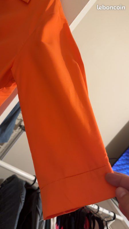Chemise mi longue ou robe chemise orange (image 3)