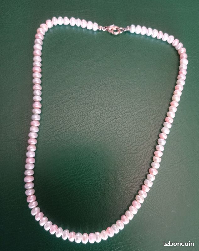 Parure perles de culture (collier BO bague 52) forme originale vintage état neuf (image 3)