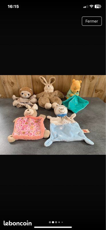 Doudou ou peluche unité aux choix (image 1)