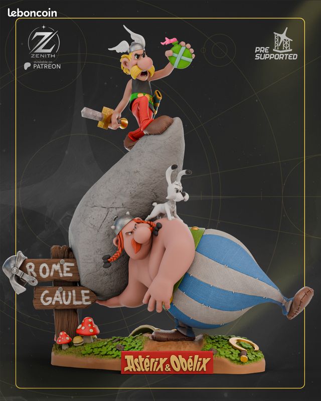 Figurine Résine Astérix Et Obélix – Astérix Bras Croisés, Obélix Mains Dans Le Dos – Paire