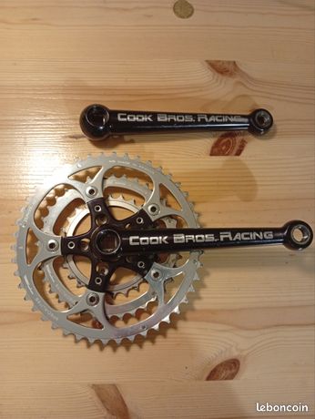 Pédalier Cook Bros Racing Dog Bone - 175 Mm Carré Conique - Triple Plateaux - Violet - Occasion
