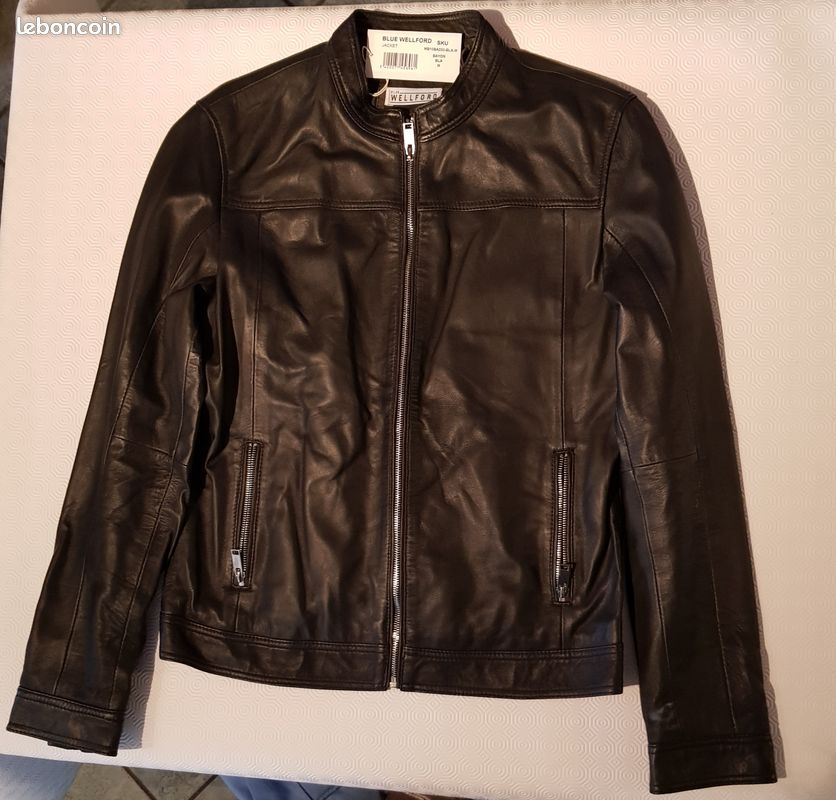 Veste En Cuir Femme Blue Wellford Noir - Taille M - Style Perfecto - Neuf Avec étiquettes
