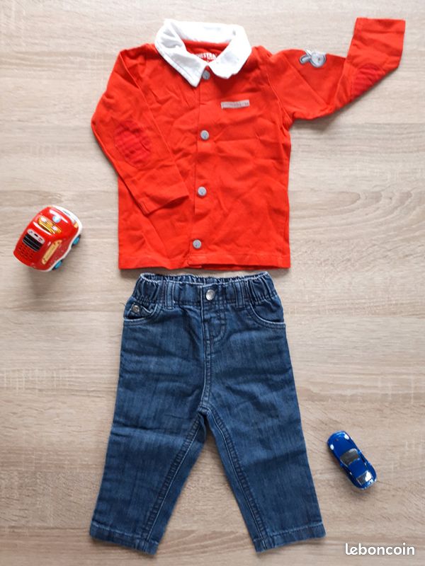 Ensemble garcon polo manches longues et pantalon 6 mois orchestra (image 1)