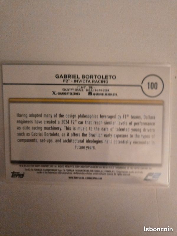Topps F1 Topps F1 Gabriel Bortoleto 2024 F1 Car #100 (image 2)