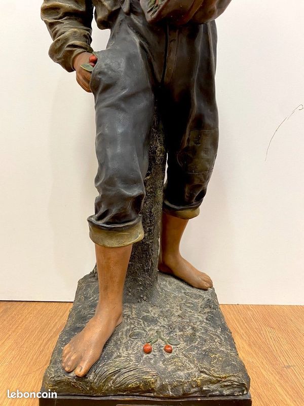 Joseph Le Guluche (1849 - 1915) - terre cuite " Le voleur de cerises" (image 2)