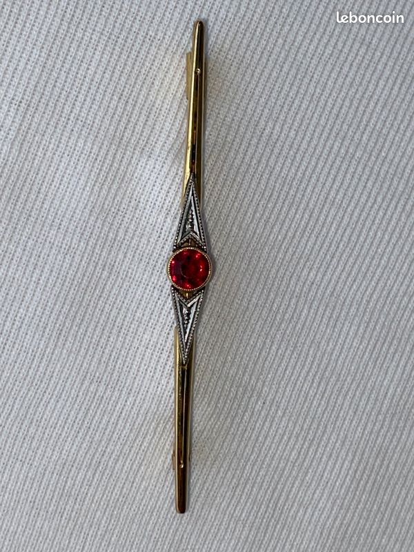 Ancienne Broche En Argent Massif Pierre Bleue Art Déco