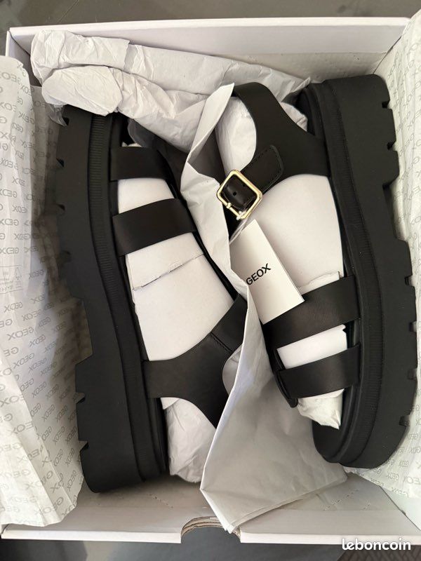 Geox sandale femme cuir noir (image 3)