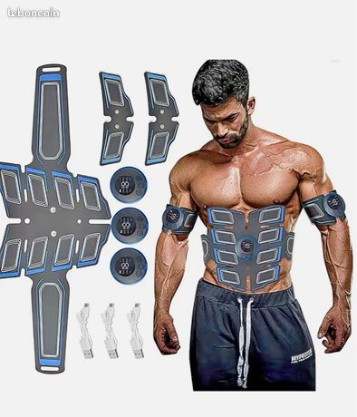 Massageur Abdominal Rechargeable – 18 Niveaux, 6 Modes, Sculpteur Corporel, Cuir Artificiel