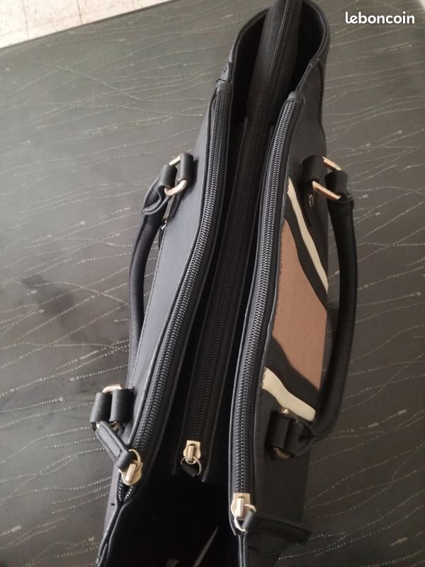 Sac cabas noir élégant multicompartiments – Très bon état (image 3)