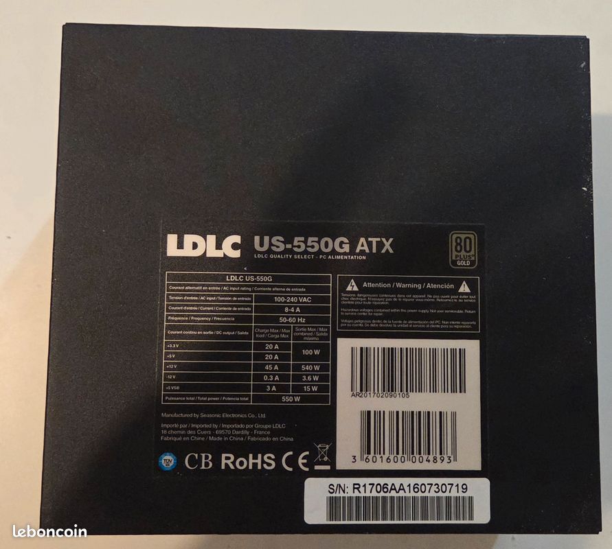 Alimentation PC LDLC US-550G ATX 550W 80 Plus Gold modulaire (image 3)