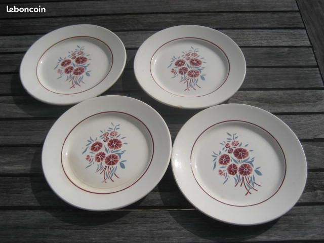 Lot Assiettes Creuses Badonviller Francine – Faïence Crème & Décor Floral