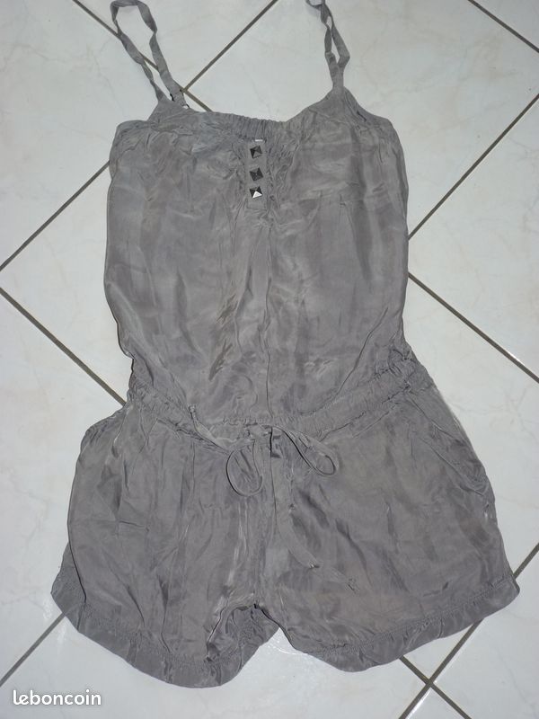 7 FOR ALL MANKIND Combishort gris S 36/38 Cupro (image 1)