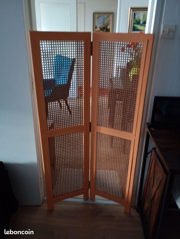 Joli Paravent vintage en rotin et cannage (image 3)