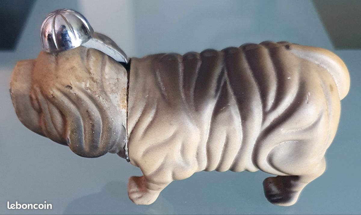 Ancien Briquet de Table à Gaz (Rechargeable) en forme de Chien, 7cm, Vintage (image 2)